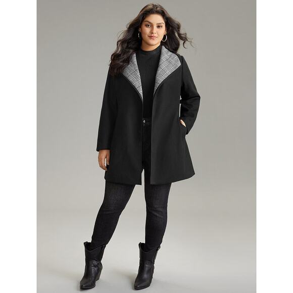 5X 28 Plus Size BloomChic Plaid Patchwork Belted Coat with Pockets *see listing - Picture 1 of 4